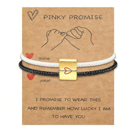 COTATI Matching Couple Bracelets for Him and Her, Friendship Relationship Promise Bracelet for Boyfriend Girlfriend, Anniversary Love Jewelry Gifts Set - color: Black-White