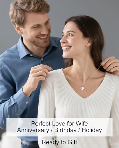 InfinityLove Heart Pendant Necklaces for Women, 2-5 Carat Moissanite Heart Necklace, Anniversary Birthday Christmas Valentine Engagements Mothers Day Jewelry for Wife Her Girlfriend Mom Daughter - color: Silver-3.4CT