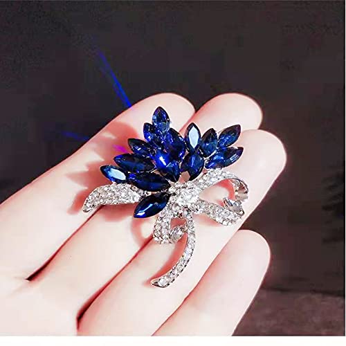 Lavender flower brooch crystal rhinestone tulip brooch elegant accessories jewelry women brooches and pins fashion jewelry wedding flowers lapel pin - color: Blue Bouquet