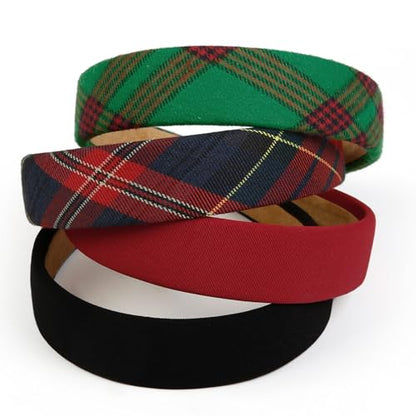 Huachi Plaid Headbands for Women Red Headband Non Slip 1 inch Wide Cute Headband for Girls, Holiday Head Bands Elastic Hair Bands Fashion Hair Accessories - color: Christmas Headbands Set
