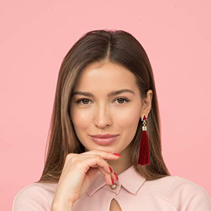 18-32 Pairs Tassel Earrings Set with Colorful Tassel Long Layered Dangle Hoop Tiered Thread Earrings Set for Women Jewelry Fashion and Valentine Birthday Party Gift - style: 93 Pairs Tassel Earrings