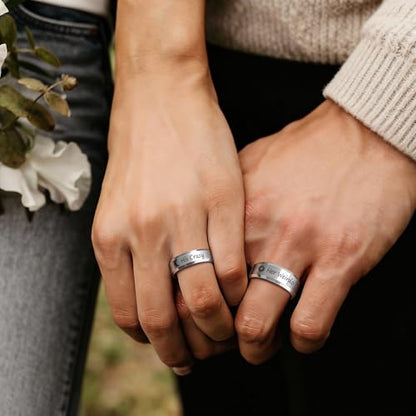 VNOX Customize Personalized 6MM/8MM Tungsten Carbide/Stainless Steel Simple Matte Brushed Finish Wedding Band Engagement Rings for Men Women,Size 5-14 - color: Silver-8mm-stainless-steel