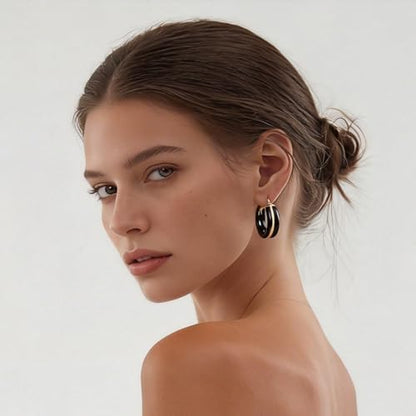 Chunky Hoop Earrings for Women Large Hoop Statement Earrings Vintage 18k Gold Plated Leopard Cheetah Print Resin Earring Lightweight Hoops Statement Jewelry Gifts Accessories Outfits Trendy Gifts