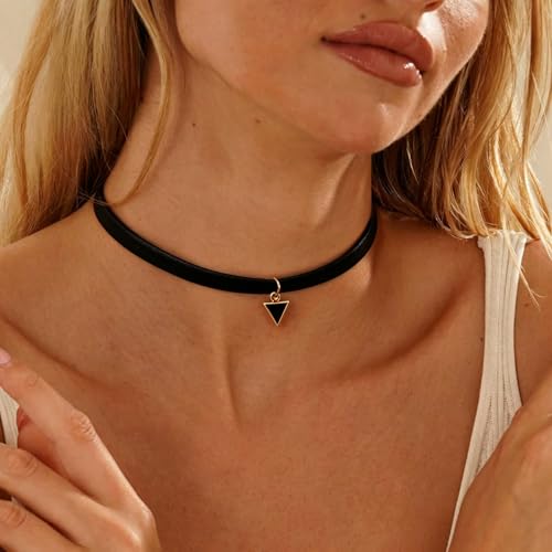 Black Necklaces for Women,Adjustable Layered Collar,Goth Jewelry - color: Triangle