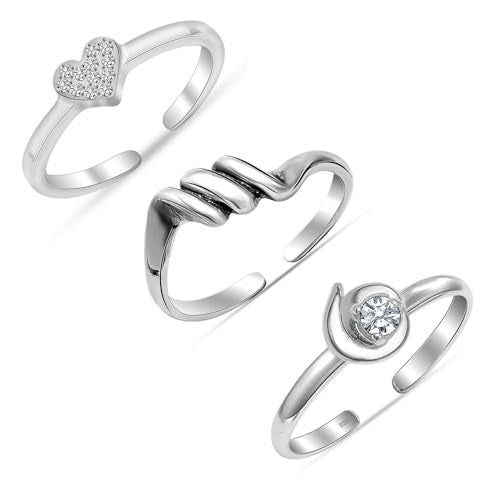 LeCalla 925 Sterling Silver Minimalist Toe Rings Set of Toe Ring Lightweight Simple Antique Open Adjustable Toe-Rings Beach Foot Jewelry Set for Women - color: 04. Trio (3 PCS)