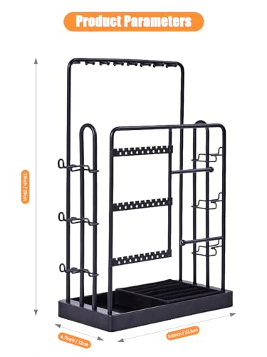 Jewelry Stand Holder Organizer, Sunglass Organizer for 6 Pairs of Eyewear Display, 3 Tier Jewelry Stand Necklace Holder, Gift for Women, Jewelry Holder for Necklace, Earring, Bracelet, Ring