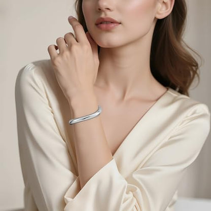 Emibele Gold Bangles for Women, 2PCS Irregular Chunky Gold Bracelet Hinged Open Bangle Bracelets for Women, Fashion Wide Arm Cuff Minimalist Chunky Jewelry Gifts for Valentine Christmas Birthday - style: A Gold Silver