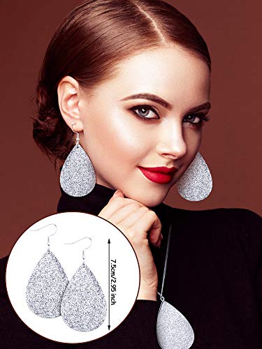 Hicarer 4 Pcs Jewelry Sets for Women Glitter Necklace and Earring Set Multi Layer Bracelet Costume Jewelry Sets for Bridal Shower Wedding - color: Silver