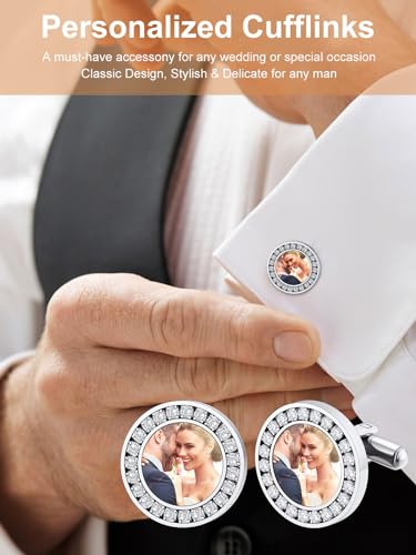 Custom4U Custom Photo Cufflinks for Men Father of the Bride Gifts - color: B-Round Photo-Steel