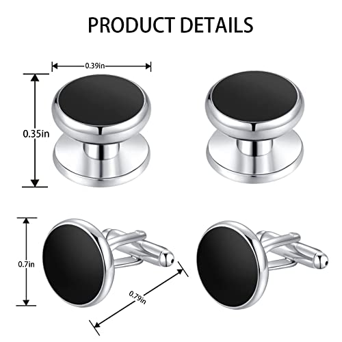 Men's Cufflinks & Tuxedo Studs Set - 316L Stainless Steel Formal Wedding Jewelry, Groomsmen Gift Set with Gift Box - color: 8pcs gold