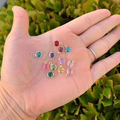 Adabele 5 sets Grade A Mixed Birthstone Charm 6mm Small Crystal Pendant Drop Bead 18K Yellow Gold Plated (60pcs) - color: Gold, size: 6mm (0.24") - 60pcs
