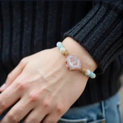 YGLINE Tree of Life Yoga Healing Stone Bracelets,Multilayer Lotus Chakra Stone Reiki Bracelet Sets,Anxiety Crystal Natural Stone,for Women Stress Relief - color: agate druzy