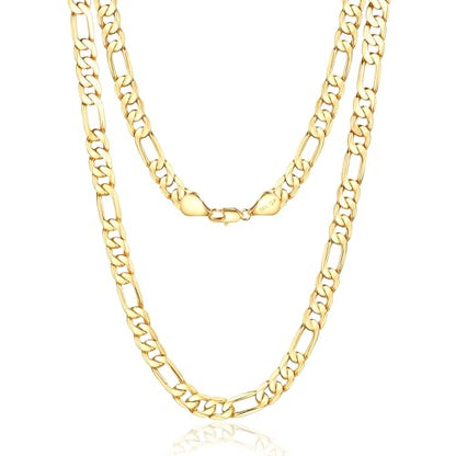 HIKARITO 8mm Gold Figaro Link Chain Necklace for Men ＆ Women，14K Gold Chain Necklace for Women & Men Chains for Mens Figaro Chains Necklaces,Dainty Jewelry Gifts Size 18/20/22/24 in - size: 18 inch