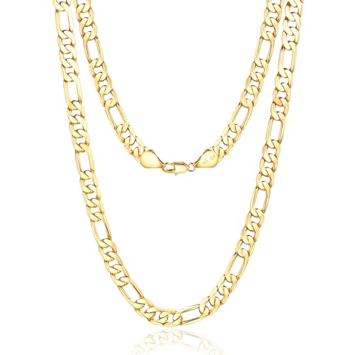 HIKARITO 8mm Gold Figaro Link Chain Necklace for Men ＆ Women，14K Gold Chain Necklace for Women & Men Chains for Mens Figaro Chains Necklaces,Dainty Jewelry Gifts Size 18/20/22/24 in - size: 24 inch