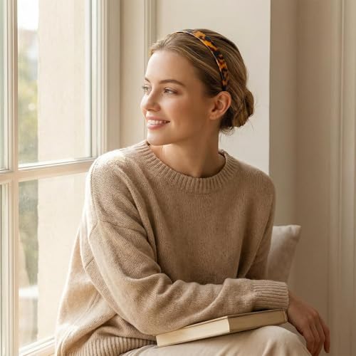 2 Pack Headbands for Women Tortoise Shell Hair Band Acetate Resin Fashion Hair Accessories Style A