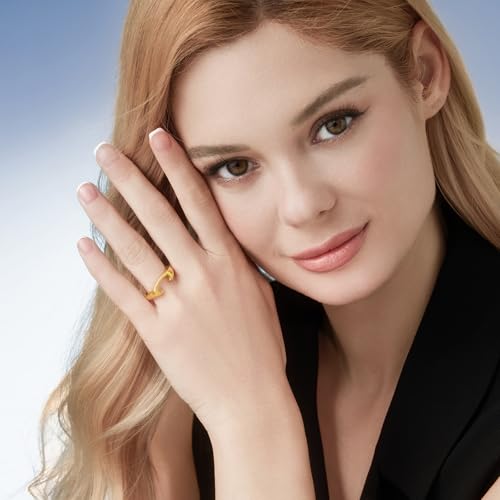 Cicy Bell Initial Rings for Women 18k Gold Plated Adjustable Rings | Open Signet Rings, Bold Letter, Personalized Engraved, For Party - color: Initial-C