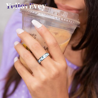 Evil Eye Fidget Ring for Women - Anxiety Relief Spinner Jewelry,18K Gold Plated Stainless Steel Turkish Ojo Turco Protection Rings Gift for Adults - color: Silver