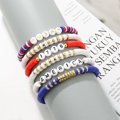 Elegance 11 designs Heishi Beaded Bracelets For Women Polymer Clay Colorful Surfer Stackable Beads Boho Bracelet Summer Beach Jewelry - color: Independent