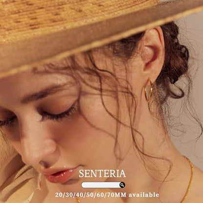 Senteria 2mm Thin 925 Sterling Silver Hoop Earrings for Women Hypoallergenic - color: gold 60mm