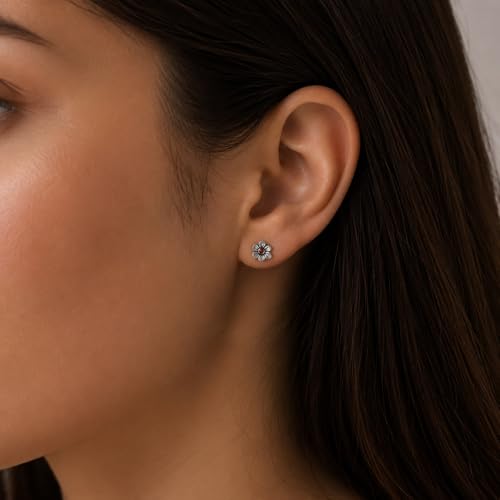 Birthstone Earrings: Handmade Necklace Flower Pendant with Colored Crystal - Gift for Mom, Daughter, BFF, Sister, Granddaughter, Niece - style: January