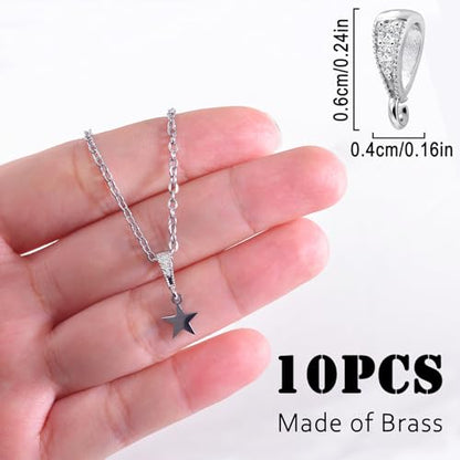 stino 10PCs Small Pendant Bail Clasps for Jewelry (White Gold Plated) | 10 Pack, Jewelry Connectors, Necklace Bails ,Secure, Jewelry Making - color: White Gold Plated