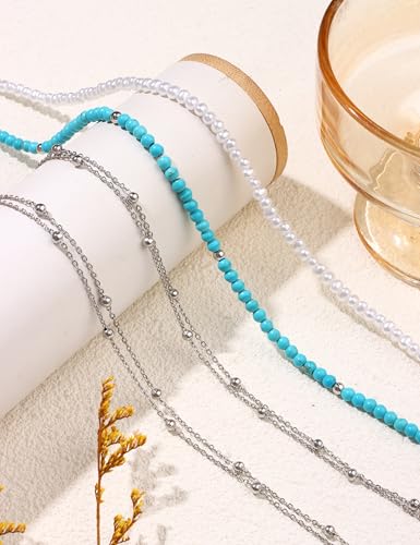 Waist Chain for Women 3Pcs Adjustable 14K Gold Plated Layered Belly Chain Pearl Beaded Waist Chain Jewelry Sets, Adjustable Waterproof Sexy Bikini Satellite Beads Sparkle Body Chain Summer Jewelry Gifts for Women - style: A-Silver