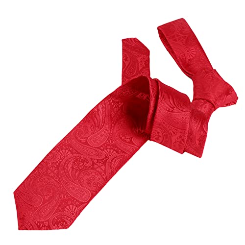 Alizeal Mens Gradient Paisley Necktie and Pocket Square Set | Elegant Design Perfect for Weddings Banquets Business Formal Events - color: 170-red