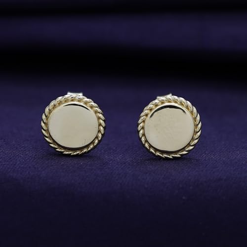AFFY 14K Gold Plated 925 Sterling Silver Plain Minimalist dainty Stud Earrings Jewelry For Her Women Birthday Gift - color: Rope