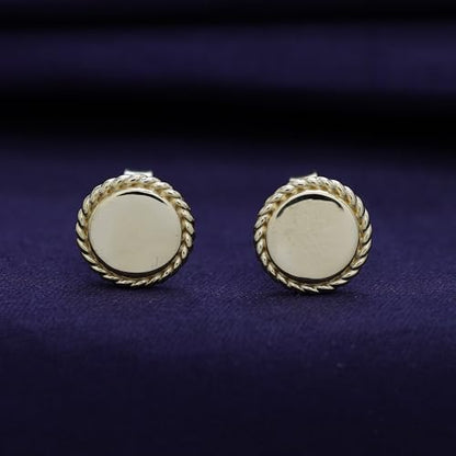 AFFY 14K Gold Plated 925 Sterling Silver Plain Minimalist dainty Stud Earrings Jewelry For Her Women Birthday Gift - color: Rope