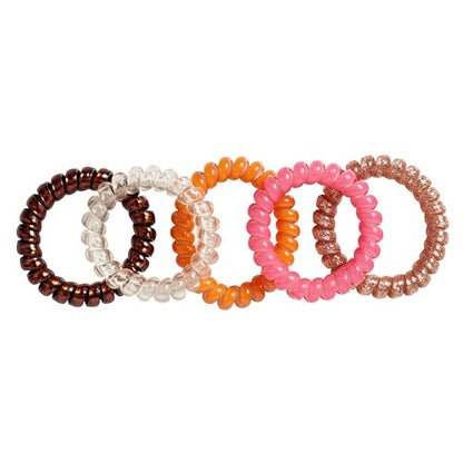 Goody Dentless Spiral Hair Ties, Hair Coils - 5 Ct, Warm Tones, Phone Cord Hair Ties, Secure Hold Jelly Bands for All Occasions, Hair Accessories for Women & Men, For Medium-Thick Hair
