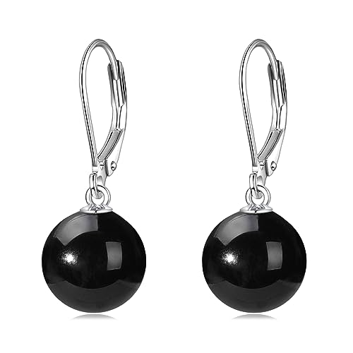 925 Sterling Silver Pearl Leverback Earrings Dangle Drop Jewelry Gifts for Women - style: Black Onyx