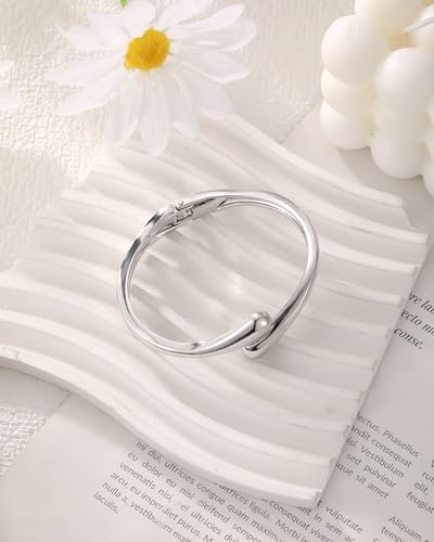 Chunky Gold Bangle Bracelets for Women, Gold Twist Cuff Bracelet | Trendy Stackable Bangles Set Fashion Jewelry Gifts - color: 1PC Silver