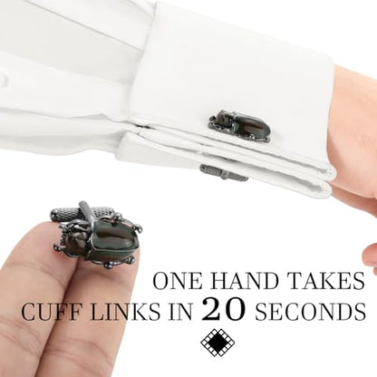 HAWSON Various Unique Cuff Links Mens, Animal/Tactical/Music/Holiday/Cufflinks, Themed Wedding Dinner Party Gift Suit Accessories - style: Beetle