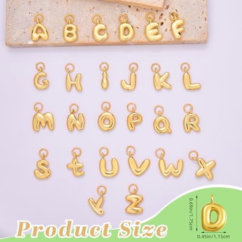 A-Z Bubble Letter Charms 18K Gold Filled Charms for Jewelry Making Gold Initial Alphabet Charms Pendants for Women Men Necklace Choker Bracelet Making - color: Letter D