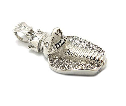 Fashion 21 Unisex Iced Out King Crowned Cobra Snake Pendant 24" Various Chain Necklace in Gold, Silver Tone - color: Silver / Pendant Only