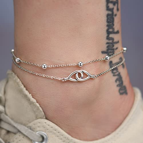 Anklet for Women S925 Sterling Silver Adjustable Foot Charm Ankle Bracelet Anklets Jewelry 9.5-10.5 Inches - color: 7# Infinity Anklet