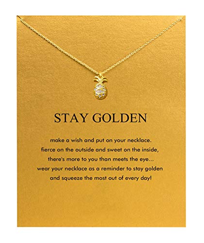 Baydurcan Friendship Anchor Compass Necklace Good Luck Elephant Pendant Chain Necklace with Message Card Gift Card - style: Pineapple 2