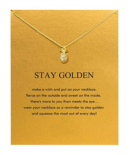 Baydurcan Friendship Anchor Compass Necklace Good Luck Elephant Pendant Chain Necklace with Message Card Gift Card - style: Pineapple 2