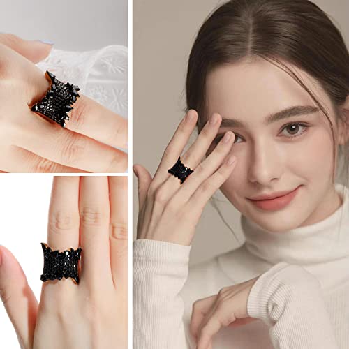 Statement Flower Ring Cocktail Leaf Ring Birthstone Anniversary Signet Ring | Hypoallergenic|14K Gold Plated|Sterling Silver Sparkling Engagement Promise Party Ring for Women, Size 6 to 10(With Box) - color: Spinel - Silver
