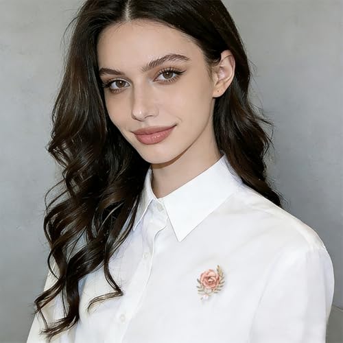Handmade Elegant Red Rose Flower Brooch Pin for Women Crystal Pearl Fabric Flower Lapel Pin Dress Suit Accessories - color: Pink A