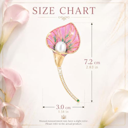 Flower Brooch for Women Rhinestone Pearl Zirconia Flower Lapel Pin Birthday Holiday Gift for Mother Wife Girlfriend - color: 03 Calla Lily-1