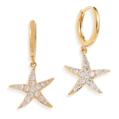 Jean Beau Drop Hoop Earrings for Women, Fasion Jewelry Gift - color: Gold Starfish