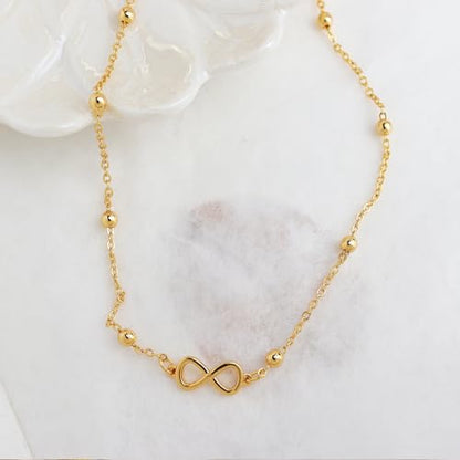 Sonateomber Gold Waterproof Ankle Bracelets for Women, Dainty Cute Adjustable Foot Non tarnish Anklets Summer Beach Jewelry Gifts - color: Inifinity