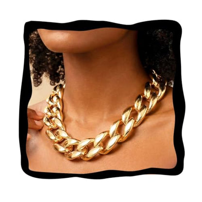 CLOACE Chunky Choker Necklace Gold Cuban Link Necklaces Chain Fashion Jewelry for Women - color: G-B