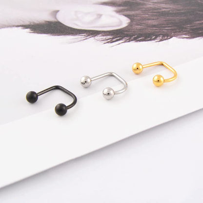 DATOA 16G Stainless Steel Lip Monroe Medusa Hoop Rings C-Shaped Piercing Ball Lippy Loop Labret Lip Rings Piercing Jewelry for Women Men - color: Silver&Black