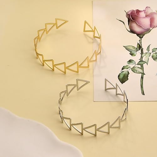Todenb Upper Arm Cuff for Women Minimalist Adjustable Arm Band Gold Silver Arm Cuff Multi-Layer Arm Bracelet Upper Arm Jewelry - color: Gold Triangle