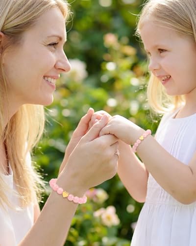 Matching Heart Bracelets for Mommy and Me Adjustable Hearts Charm Chain Bracelet Matching Mother Daughter Bracelets Set for 2 Birthday Mothers Day Gifts - color: A5:mother daughter bracelets