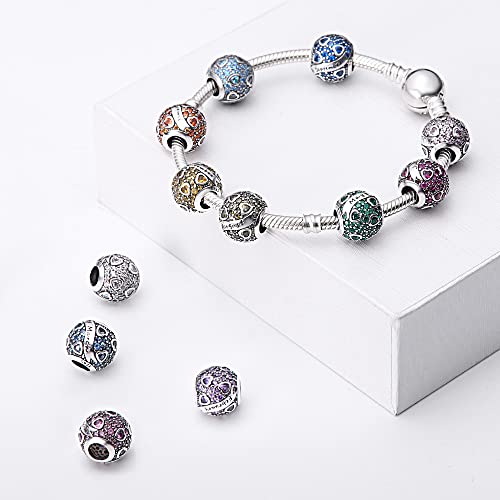 925 Sterling Silver Birthstone Charms fits Charms Bracelets for Woman，with 5A Cubic Zirconia Dangle Pendant Bead,Happy Birthday Charms for Bracelet and Necklace Valentine's Day Mother's Day Gift - color: 1-September Birthstones