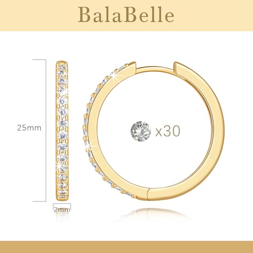 14K Gold Hoop Earrings Small Gold Huggie Hoop Earrings for Women | 14K Gold Earrings for Women CZ Gold Hoop Earrings Lightweight Hypoallergenic Gold Hoop Earrings for Women 12/14/16/20/25/30mm - size: 25mm