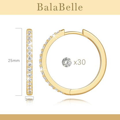 14K Gold Hoop Earrings Small Gold Huggie Hoop Earrings for Women | 14K Gold Earrings for Women CZ Gold Hoop Earrings Lightweight Hypoallergenic Gold Hoop Earrings for Women 12/14/16/20/25/30mm - size: 25mm